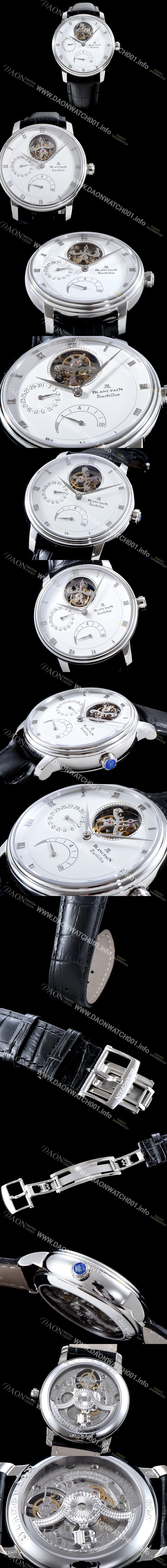 SA급 블랑팡 남성용 빌레레 클래식 6025-1542-55B 투어빌론 화이트 다이얼 BLA4202 xx