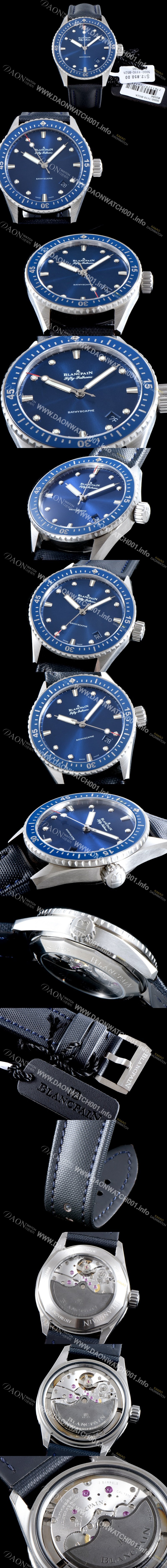 SA급 블랑팡 남성용 피프티 패덤스 5100-1140-O52A 바티스카프 칼리버1315 다이버 워치 블루 다이얼 오토매틱 무브먼트 BLA4230 xx