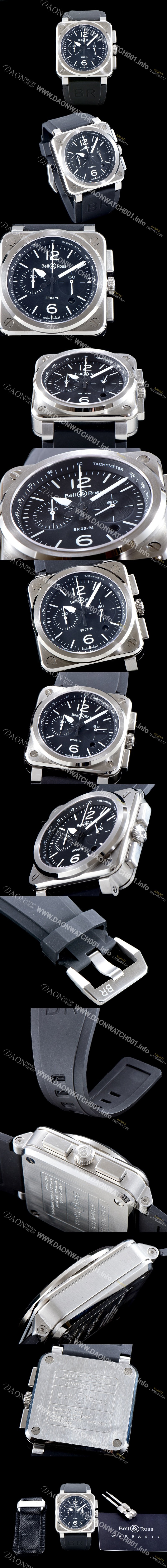 SA급 벨엔로즈 남성용 인스트루먼트 BR 03-94 STEEL 크로노그래프-스틸42mm 블랙 다이얼 오토매틱 무브먼트 BEL4250 xx