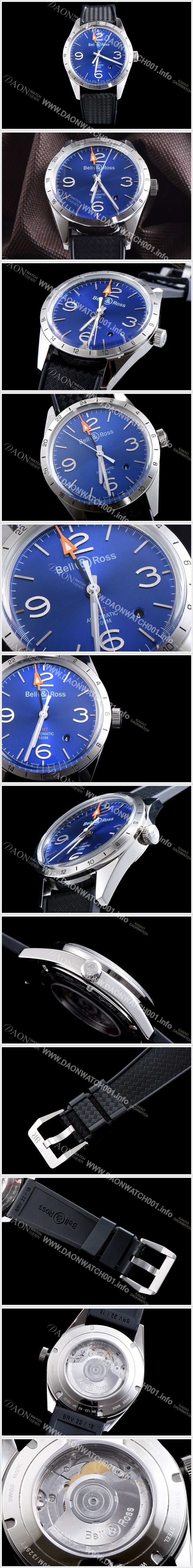 SA급 벨엔로즈 남성용 빈티지 BRV123-BL-GMT/SRB GMT 신형 모델 블루 다이얼 스위스 ETA 2836-2오토매틱 무브먼트 BEL4235 xx