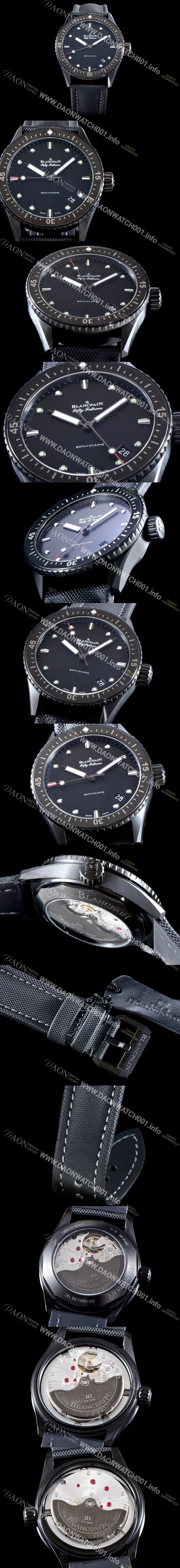SA급 블랑팡 남성용 VIP타입 최고의 퀄리티 피프티 패덤스 5000-0130-B52 A ZF 바티스카프 리얼 세라믹 베젤 UP!! 칼리버1315 다이버 워치 블랙 다이얼 오토매틱 무브먼트 BLA4232 xx