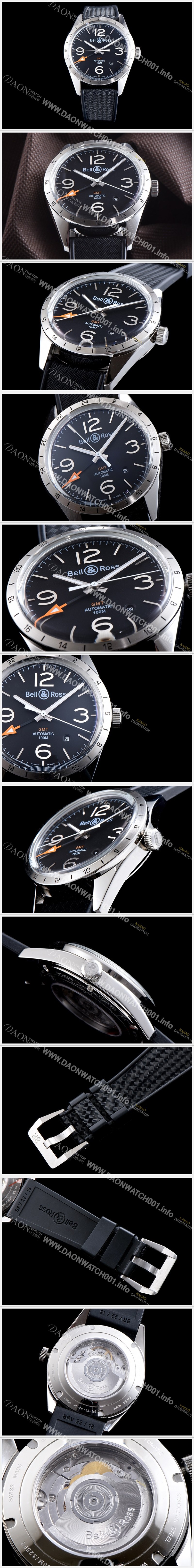 SA급 벨엔로즈 남성용 빈티지 BRV123-BL-GMT/SRB GMT 신형 모델 블랙 다이얼 스위스 ETA 2836-2오토매틱 무브먼트 BEL4231 xx