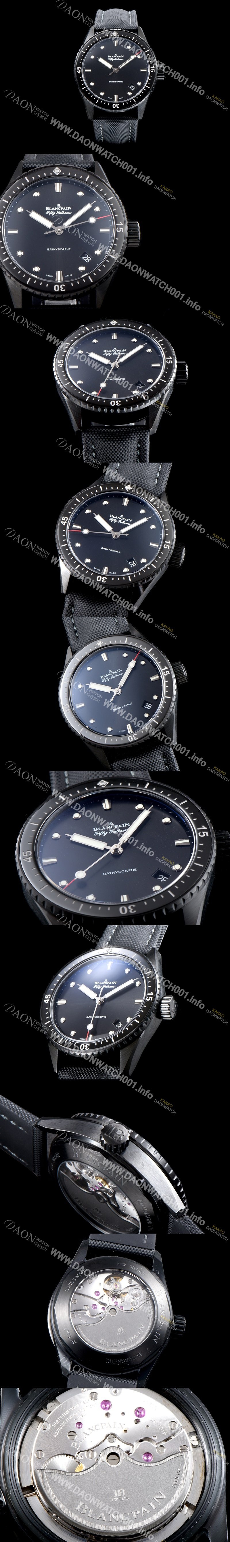 SA급 블랑팡 남성용 피프티 패덤스 5000-0130-B52 A 바티스카프 칼리버1315 다이버 워치 블랙 다이얼 오토매틱 무브먼트 BLA4234 xx