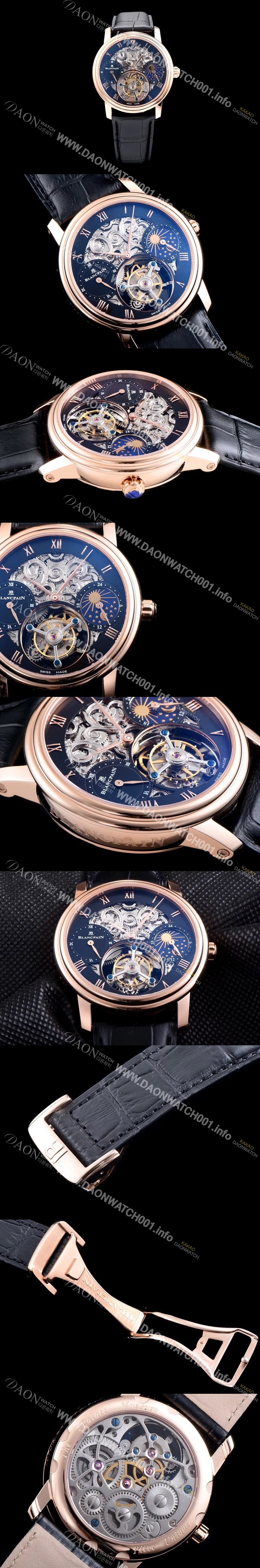 SA급 블랑팡 남성용 VIP타입 리얼 뚜르비용 18k 로즈골드 블랙 다이얼 투어빌론 무브먼트 BLA4211 xx