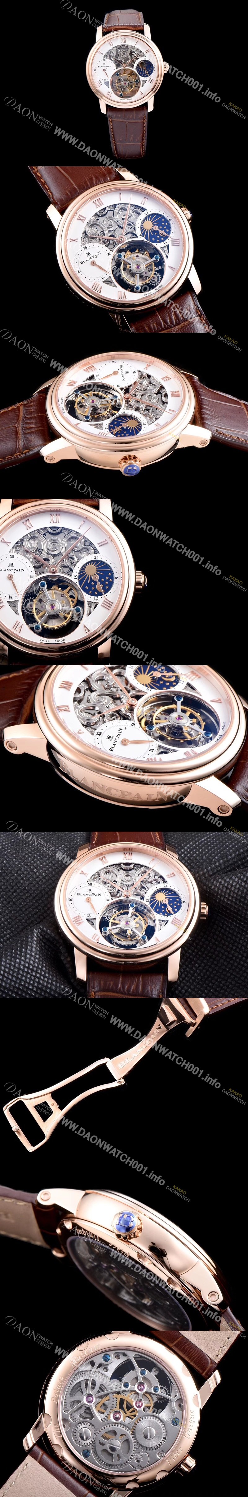 SA급 블랑팡 남성용 VIP타입 리얼 뚜르비용 18k 로즈골드 화이트 다이얼 투어빌론 무브먼트 BLA4215 xx