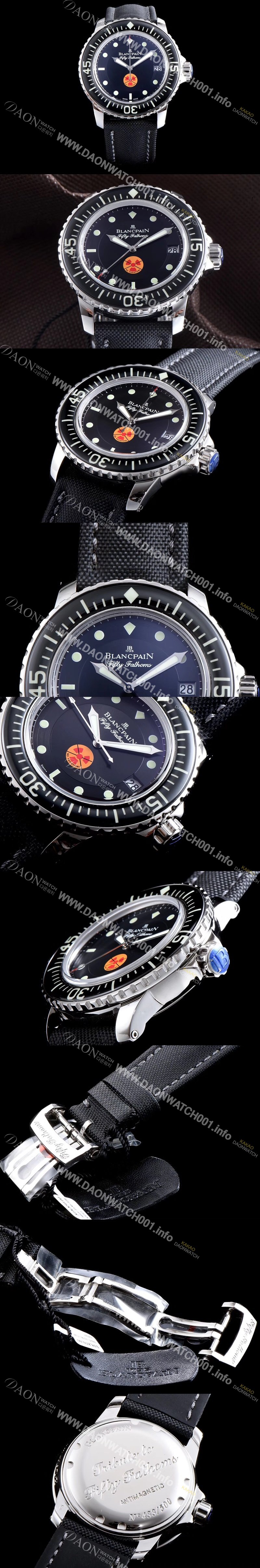 SA급 블랑팡 남성용 피프티 패덤스 5015B-1130-52 스포츠 다이버 워치 블랙 다이얼 스위스 ETA 2836 A2오토매틱 무브먼트 BLA4201 xx