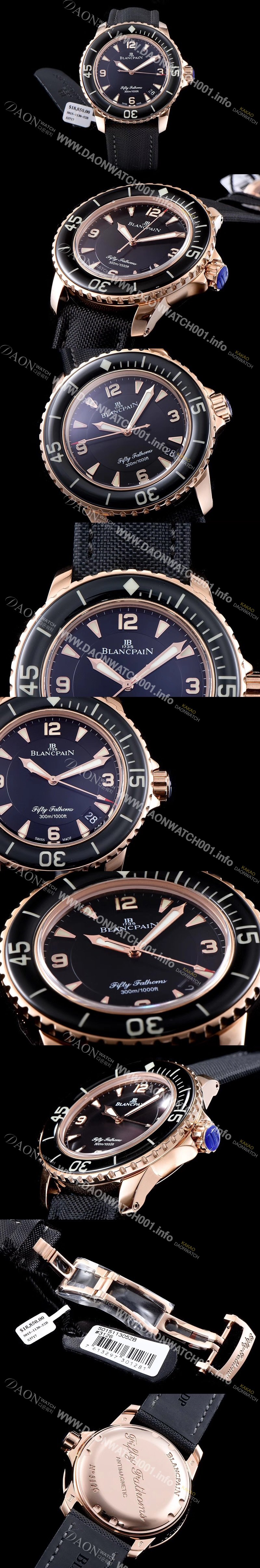 SA급 블랑팡 남성용 피프티 패던스 베스트 에디션 로즈골드 블랙 다이얼 BLA4210 xx