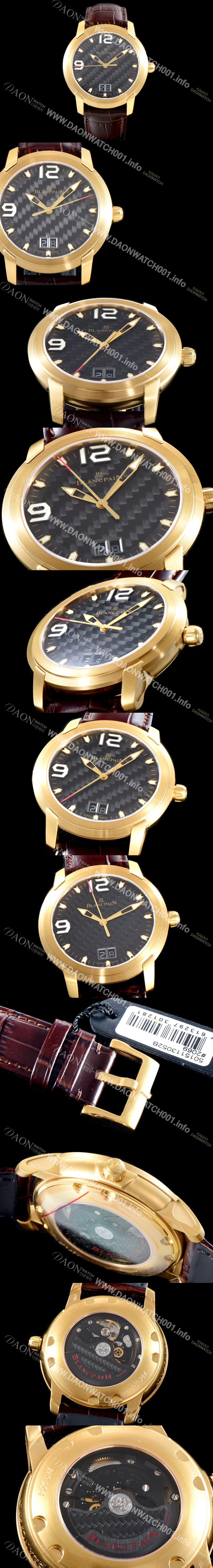 SA급 블랑팡 남성용 L-에볼루션 R10-1103-53B 그랑데 빅데이트 타입 UP!! 고급스러운 18K옐로우골드 케이스 블랙 텍스쳐드 다이얼 Cal.6950 오토매틱 무브먼트 BLA4201 xx