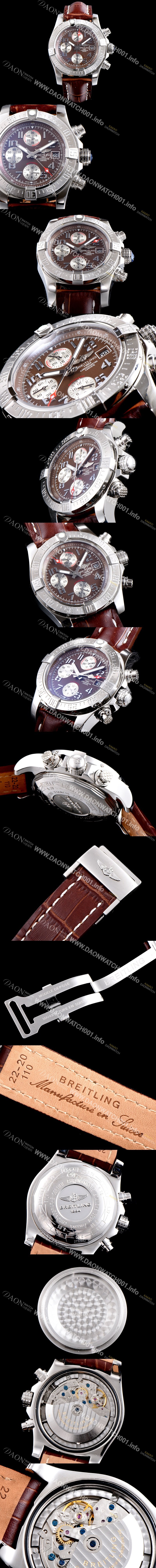SA급 브라이틀링 남성용 슈퍼 어벤져II A1338111|F564|170A 크로노그래프 브라운 다이얼 오토매틱 무브먼트 BRE0200 xx