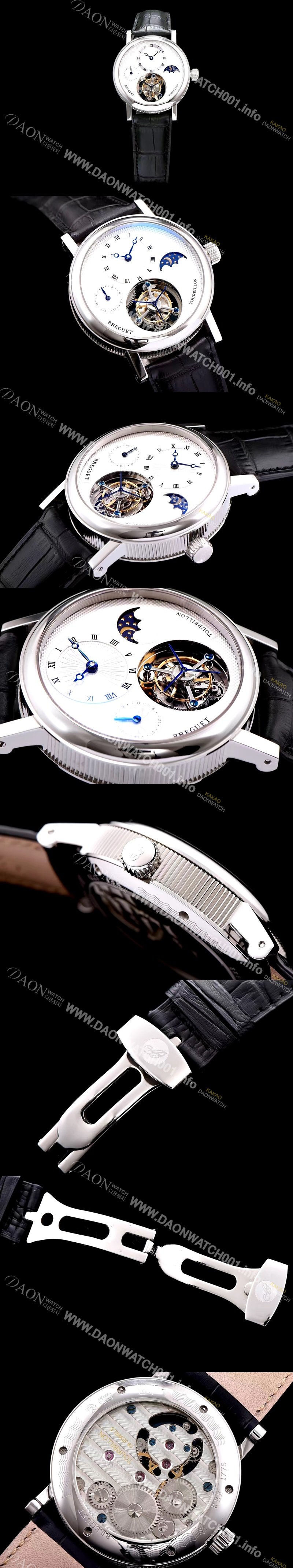 SA급 브레게 남성용 클래식 그랜드 컴플리케이션 5357PT/1B/9V6 리얼 뚜르비용 최신버전 업그레이드형!! 문페이즈 화이트 실버 텍스쳐드 다이얼 투어빌론 탑재 무브먼 BRG0405 xx