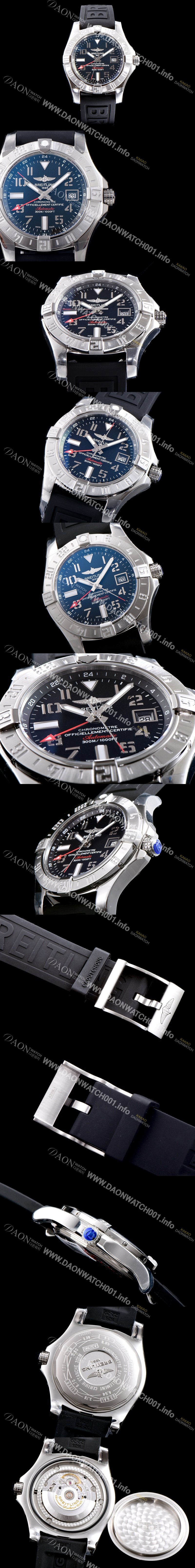 SA급 브라이틀링 남성용 어벤져II A3239011|BC34|170A 씨 울프 크로노미터 블랙 다이얼 오토매틱 무브먼트 BRE0200 xx