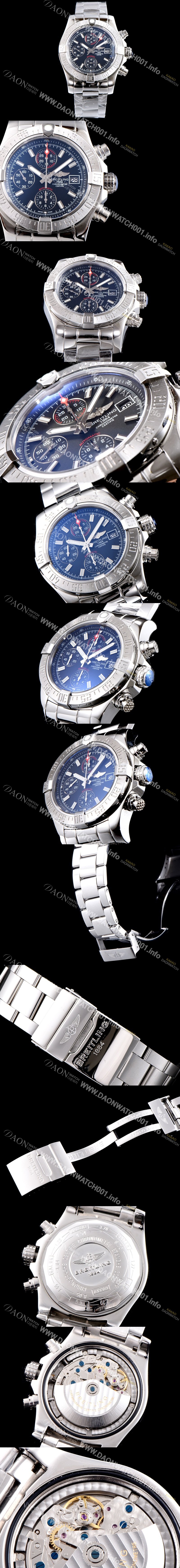 SA급 브라이틀링 남성용 슈퍼 어벤져II A1338111|BC32|170A 크로노그래프 블랙 다이얼 브레이슬릿 오토매틱 무브먼트 BRE0253 xx