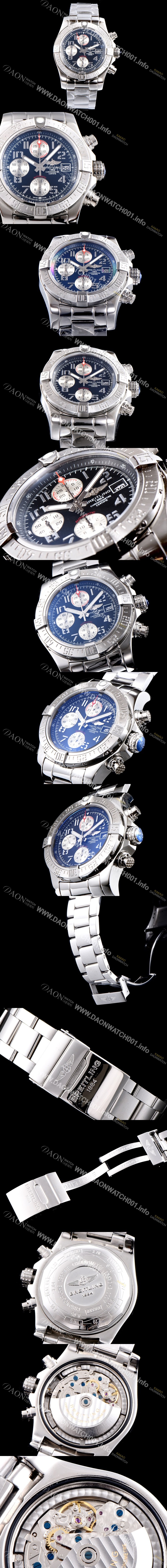 SA급 브라이틀링 남성용 슈퍼 어벤져II A1338111|BC33|170A 크로노그래프 블랙 다이얼 브레이슬릿 오토매틱 무브먼트 BRE0250 xx