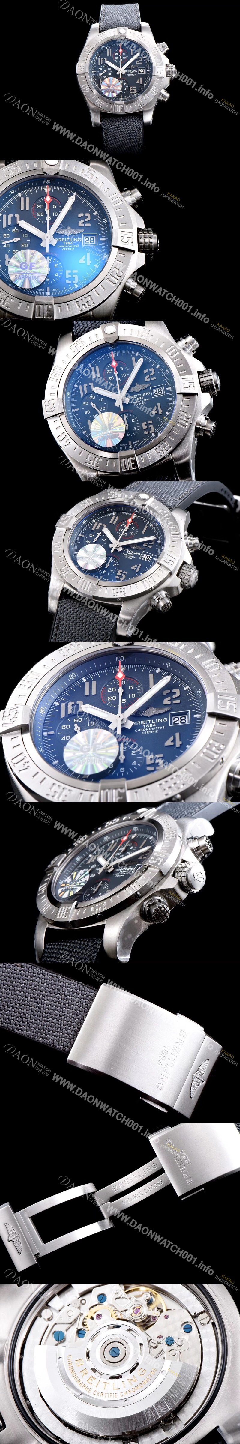 SA급 브라이틀링 남성용 A1338012/B975 어벤져 밴딧 크로노그래프 블랙다이얼 오토매틱 무브먼트 BRE0230 xx