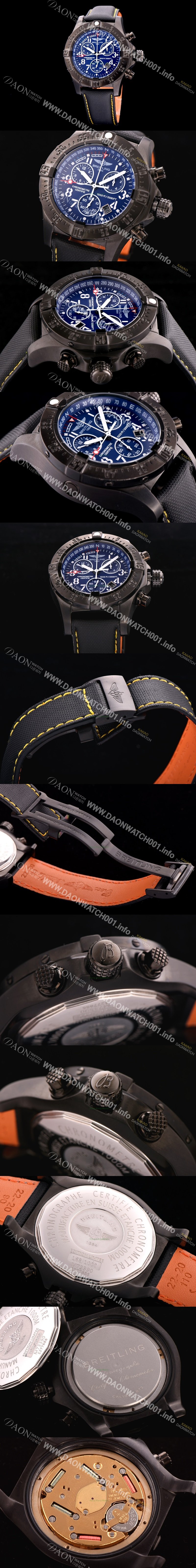 SA급 브라이틀링 남성용 원드라이더 44mm 크로노그라프 쿼츠 블루다이얼 BRE0444 xx