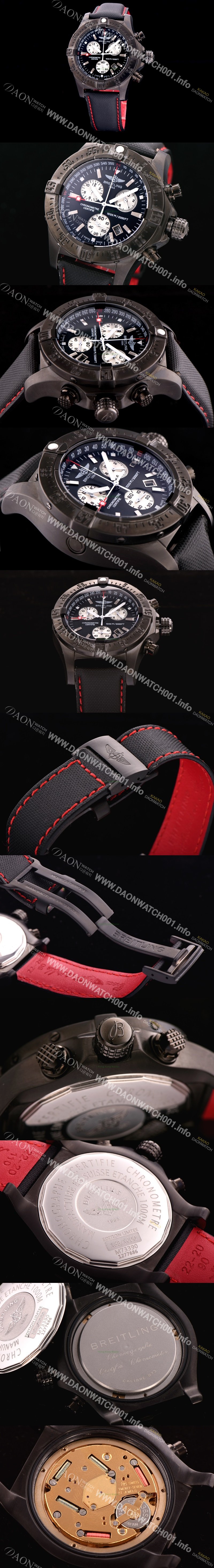 SA급 브라이틀링 남성용 원드라이더 44mm 크로노그라프 쿼츠 블랙다이얼 BRE0401 xx