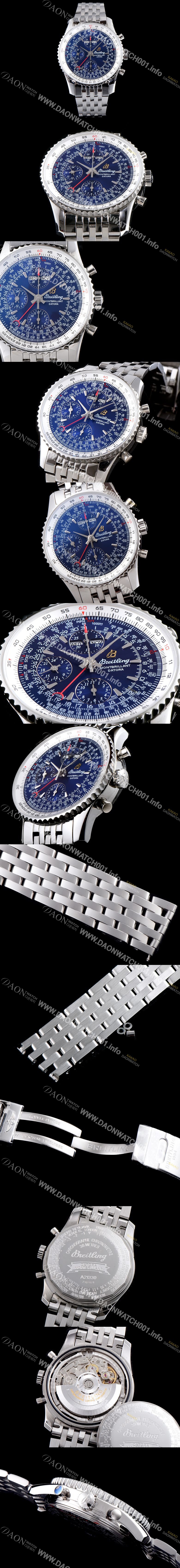 SA급 브라이틀링 남성용 네비타이머 몽블리앙 다토라 46mm 크로노그래프 네이비 다이얼 오토매틱 무브먼트 BRE40213 xx