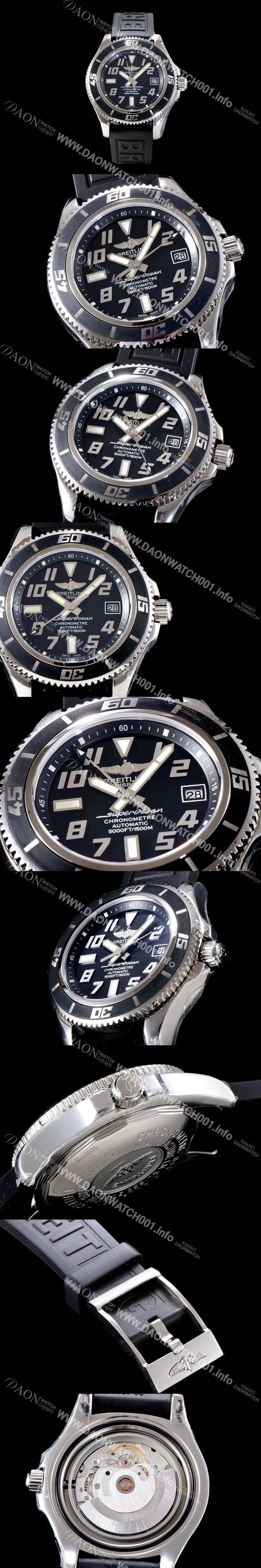 SA급 브라이틀링 남성용 2018년 신상 에어로마린 슈퍼오션 블랙다이얼 BRE0221 xx