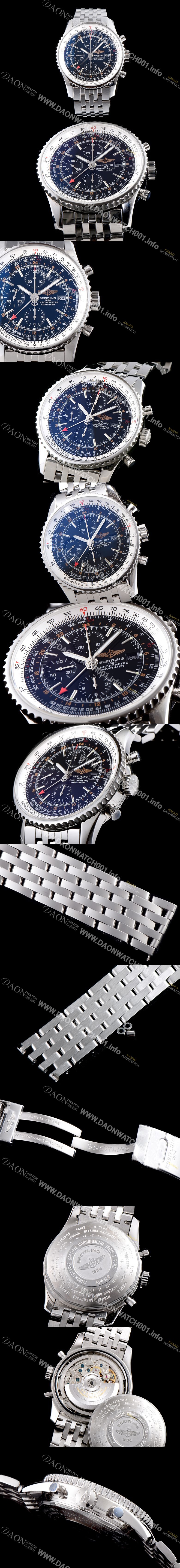 SA급 브라이틀링 남성용 네비타이머 월드 43mm 크로노그래프 블랙 다이얼 오토매틱 무브먼트 BRE0212 xx