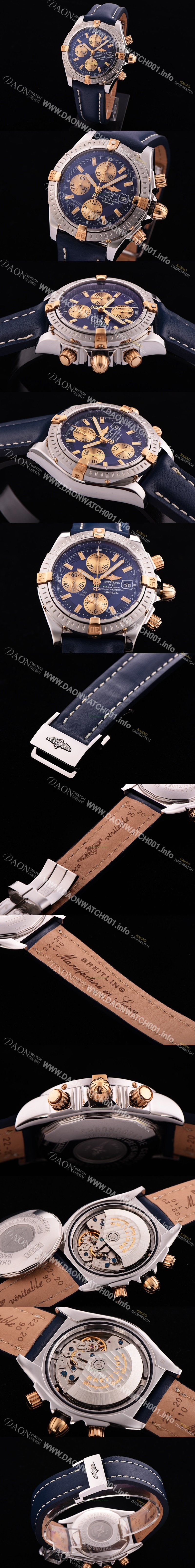 SA급 브라이틀링 남성용 크로노매트 크로노그래프 네이비 다이얼 오토매틱 무브먼트 BRE0200 xx