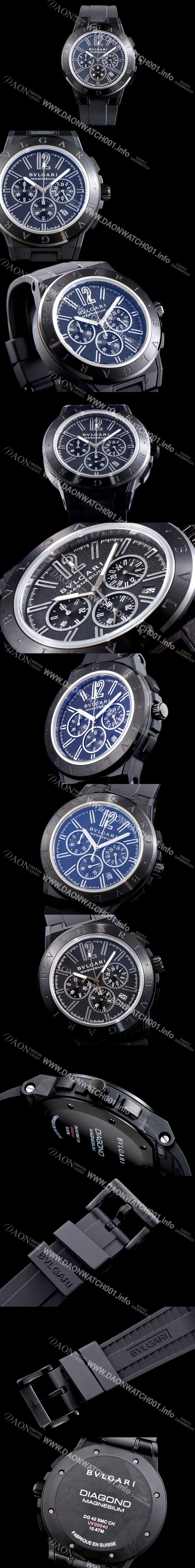 SA급 불가리 남성용 신상품 업데이트!! 디아고노 102428 DG42BSMCVDCH 크로노그래프 마그네슘 PVD 블랙 다이얼 쿼츠 무브먼트 BVL4250 xx