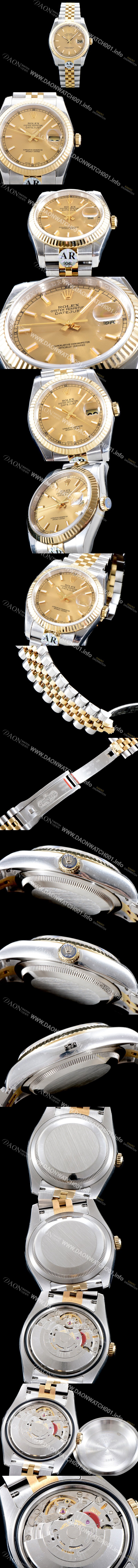 SA급 로렉스 남성용 데이져스트 116233 고급스러운 18K 옐로우골드 투톤콤비 샴페인 컬러 다이얼 오토매틱 무브먼트 ROL0545 xx