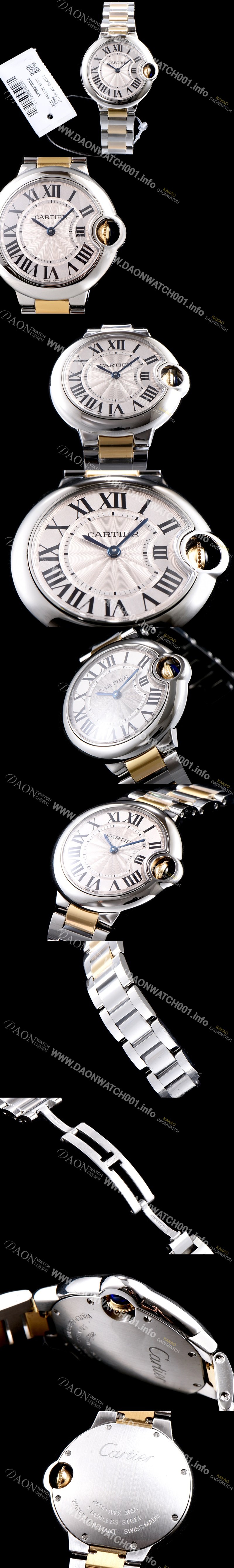 SA급 까르띠에 남성용 발롱블루 드 까르띠에 W69008Z3 28-33-36mm 사이즈 18k 옐로골드 투톤 콤비 화이트 실버 썬더스트 다이얼 브레이슬릿 스위스 정품 쿼츠 무브먼트 CAR0020 xx