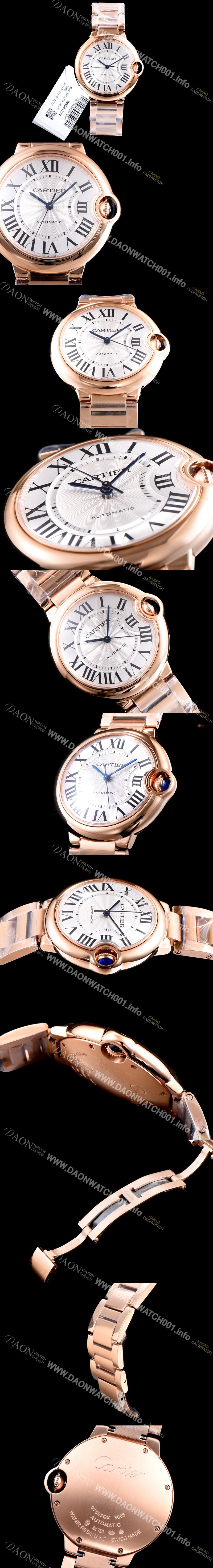 SA급 까르띠에 남성용 남녀 베스트모델!!발롱블루 드 까르띠에 W69004Z2 18K 로즈골드 화이트 실버 썬더스트 다이얼 브레이슬릿 오토매틱 무브먼트 CAR0030 xx