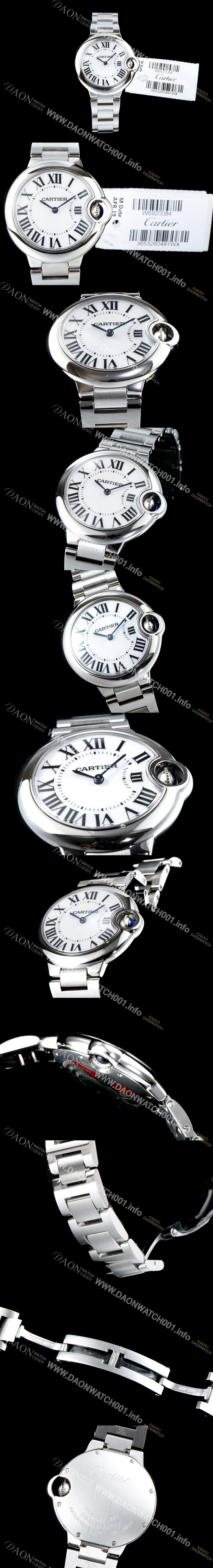 SA급 까르띠에 남성용 발롱블루 드 까르띠에 W6920084 28-33-36mm 사이즈 화이트 다이얼 브레이슬릿 스위스 정품 쿼츠 무브먼트 CAR0040 xx