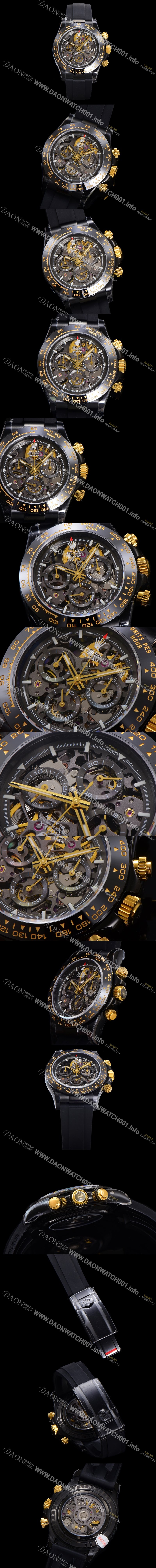 SA급 로렉스남성용 데이토나 세라믹 베젤 40mm 크로노그래프 오토매틱 Cal.4130 무브먼트 스켈레톤 다이얼 rol5379 xx