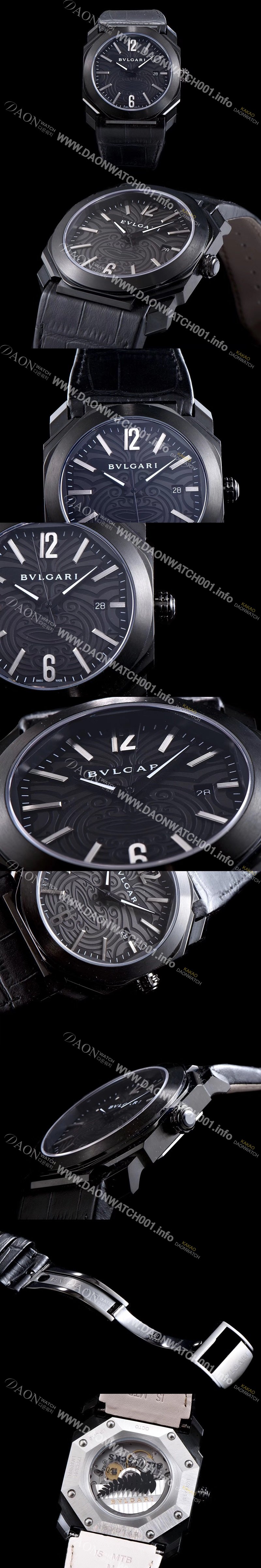 SA급 불가리 남성용 옥토 베스트에디션 올 블랙 마오리 타투 패턴 다이얼 오토매틱 무브먼트 BVL4306 xx