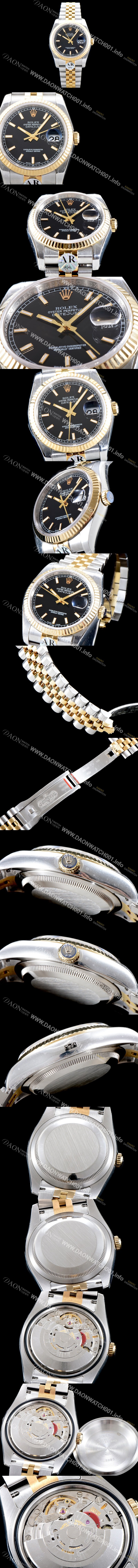 SA급 로렉스 남성용 데이져스트 116231 고급스러운 18K 옐로우골드 투톤콤비 블랙 다이얼 오토매틱 무브먼트 ROL0540 xx
