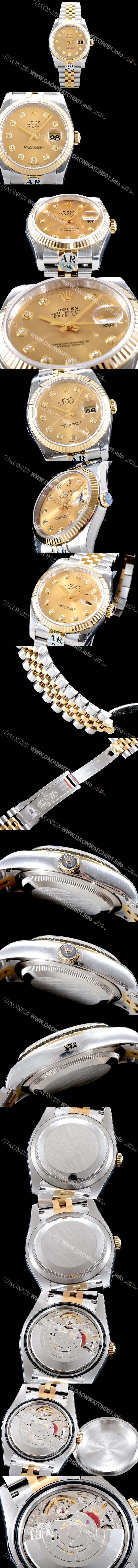 SA급 로렉스 남성용 데이져스트 116233 고급스러운 18K 옐로우골드 투톤콤비 샴페인 컬러 다이얼 오토매틱 무브먼트 ROL0543 xx