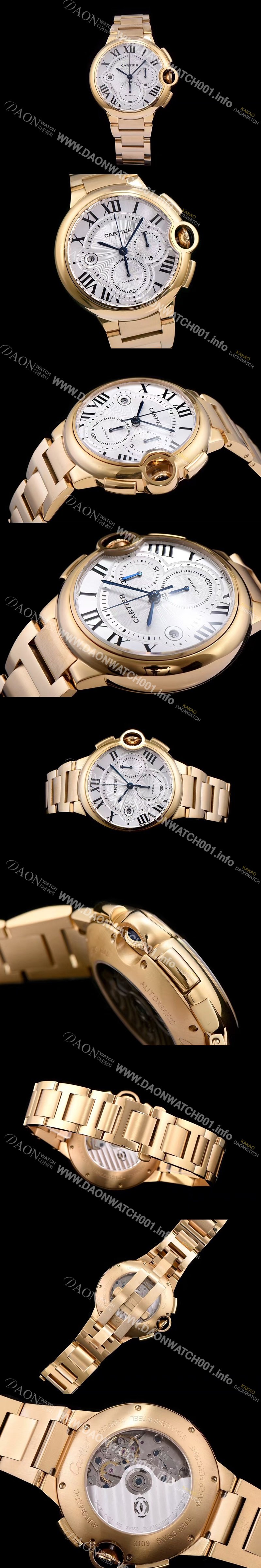 SA급 까르띠에 남성용 발롱블루 드 까르띠에 W6920008화이트 다이얼 크로노그래프 업버전 7750-2 오토매틱 무브먼트 CAR0101 xx