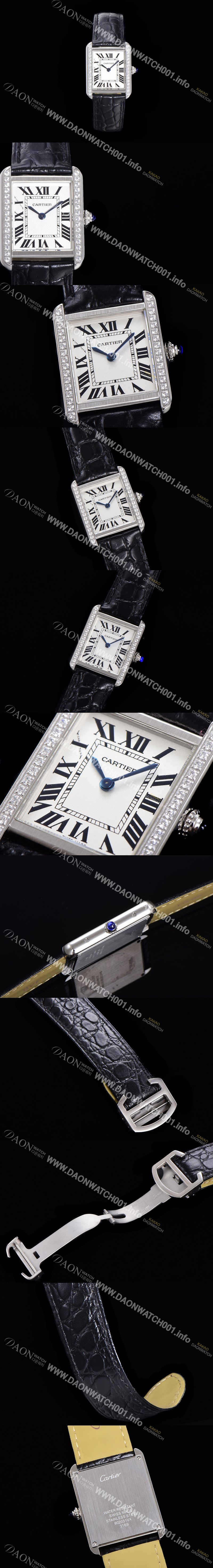 SA급 까르띠에 여성용 탱크 WJTA0011 로마 인덱스 31mm 화이트 다이얼 커플용 악어가죽 쿼츠 무브먼트 CAR0500 xx