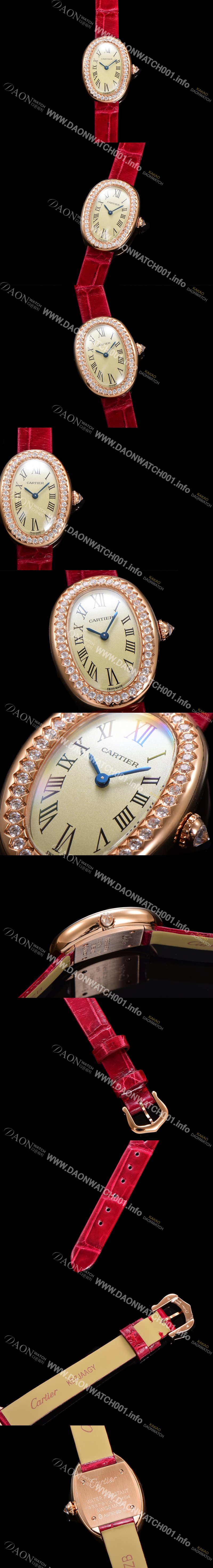 SA급 까르띠에 여성용 베누아 WJBA0031 18K로즈골드 실버 다이얼 악어가죽줄 쿼츠 무브먼트 car69353 xx