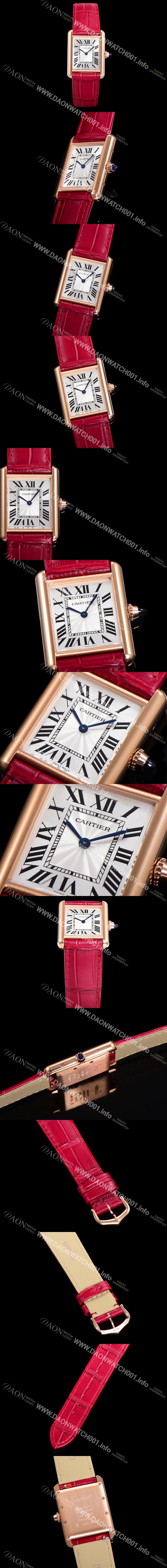 SA급 까르띠에 여성용 탱크 W1529756 쥬얼 18K 로즈골드 화이트 실버 썬더스트 다이얼 쿼츠 무브먼트 car69351 xx