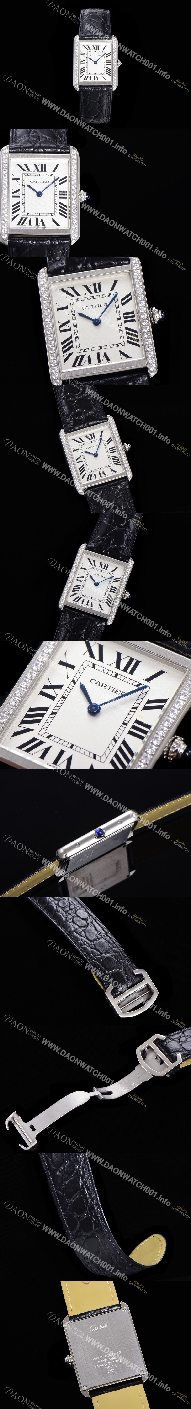 SA급 까르띠에 남성용 탱크 WJTA0015 로마 인덱스 34.8mm 화이트 다이얼 커플용 악어가죽 쿼츠 무브먼트 CAR0501 xx