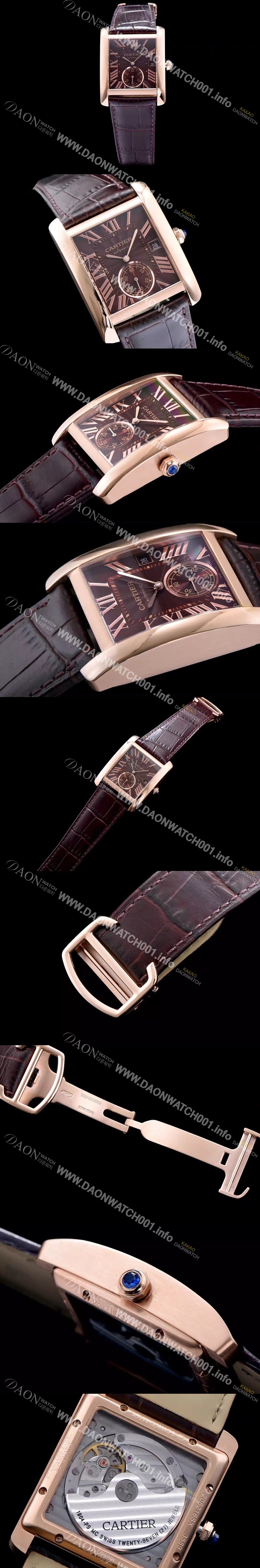 SA급 까르띠에 남성용 탱크 브라운 다이얼 오토매틱 무브먼트 CAR0012 xx