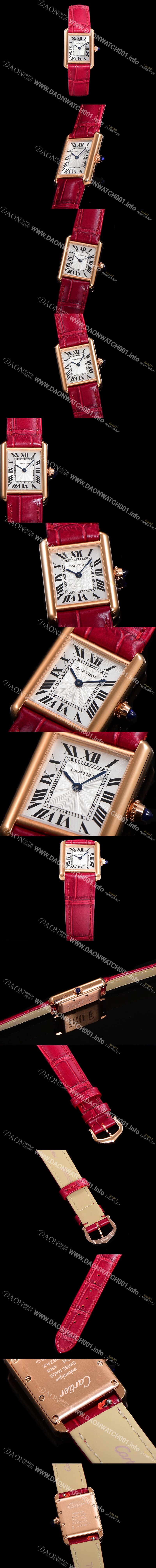 SA급 까르띠에 여성용 탱크 WGTA0010 쥬얼 18K 로즈골드 화이트 실버 썬더스트 다이얼 쿼츠 무브먼트 car69352 xx