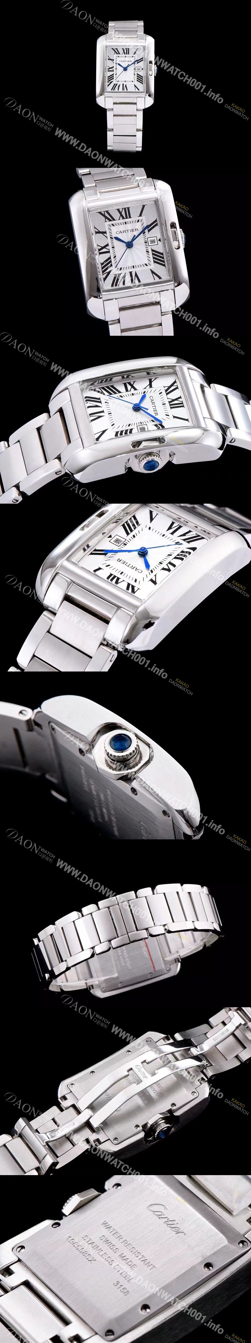 SA급 까르띠에 남성용 탱크 화이트 다이얼 쿼츠 무브먼트 CAR0010 xx