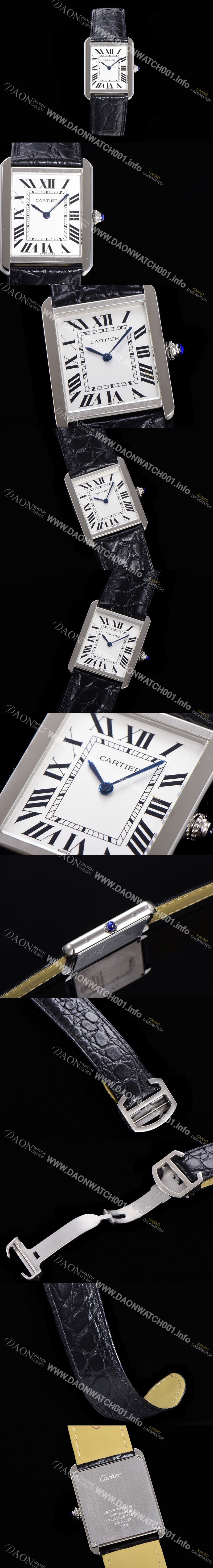 SA급 까르띠에 남성용 신상 탱크 WSTA0028 화이트 다이얼 34.8mm 커플용 악어가죽 쿼츠 무브먼트 CAR0130 xx