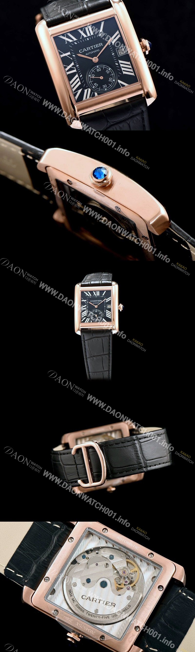 SA급 까르띠에 남성용 탱크 블랙 다이얼 오토매틱 무브먼트 CAR0525 xx