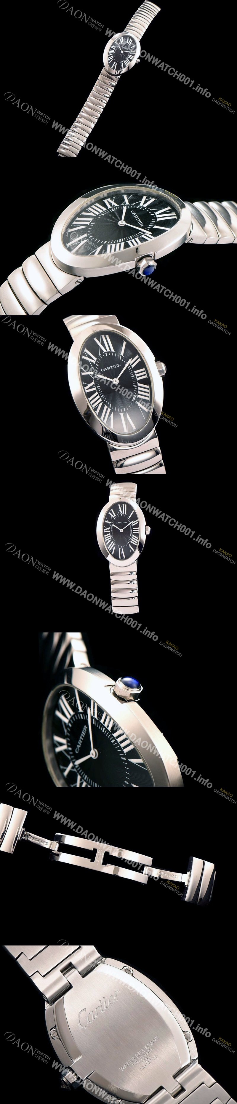 SA급 까르띠에 여성용 베누아 스위스 쿼츠 실버 베젤 블랙 다이얼 CAR0010 xx