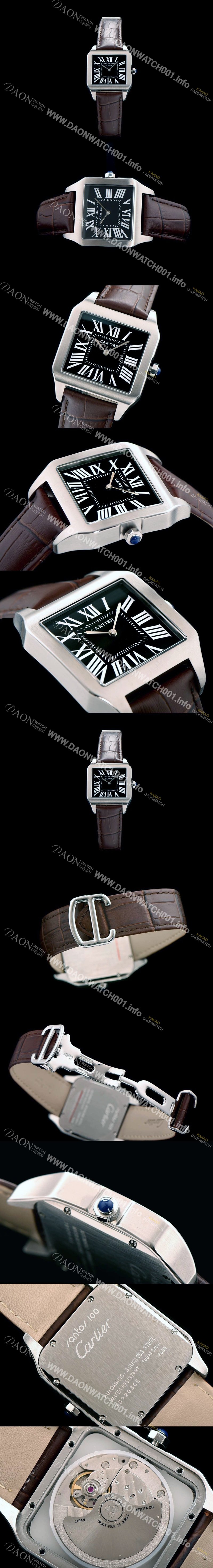 SA급 까르띠에 남여공용 산토스 시리즈 9015 무브먼트 블랙 다이얼 CAR0021 xx