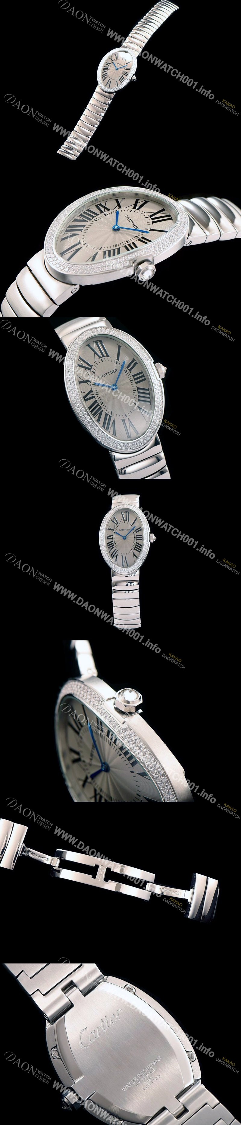 SA급 까르띠에 여성용 베누아 스위스 쿼츠 다이아몬드 실버 베젤 그레이 다이얼 CAR0010 xx