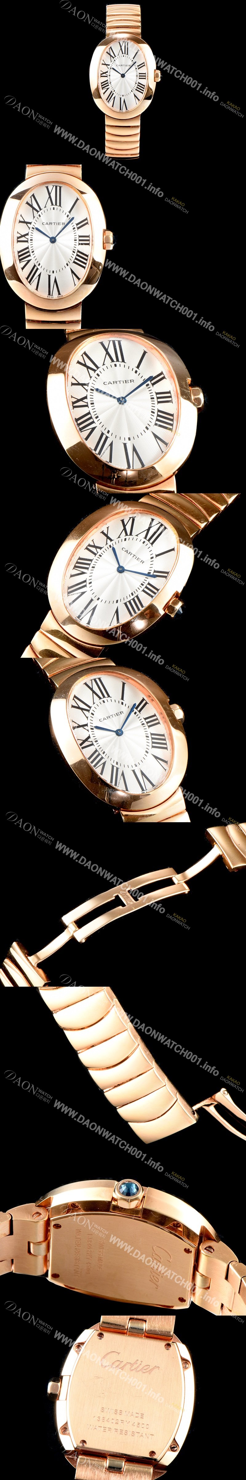 SA급 까르띠에 여성용 베누아 워치 W8000005 라지 모델 18K 로즈골드 화이트 다이얼 스위스 쿼츠 무브먼트 CAR0050 xx