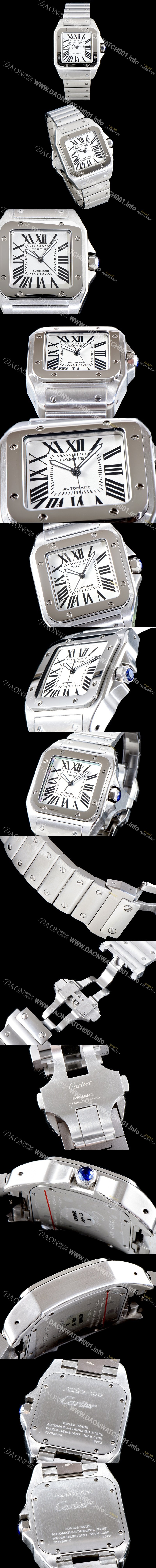 SA급 까르띠에 남성용 산토스 시리즈 100 W200737G  베스트 에디션 화이트 다이얼 브레이슬릿 오토매틱 무브먼트 CAR0004 xx