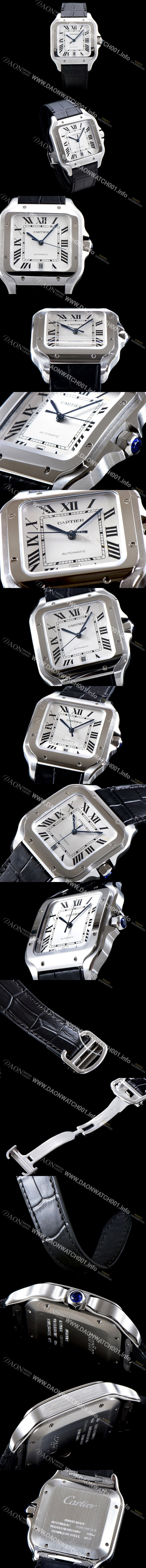SA급 까르띠에 남성용 산토스 드 까르띠 WSSA0009 라지 모델-데이트 정품 동일 사이즈 실버 마감 오팔린 다이얼 오토매틱 무브먼트 CAR4000 xx
