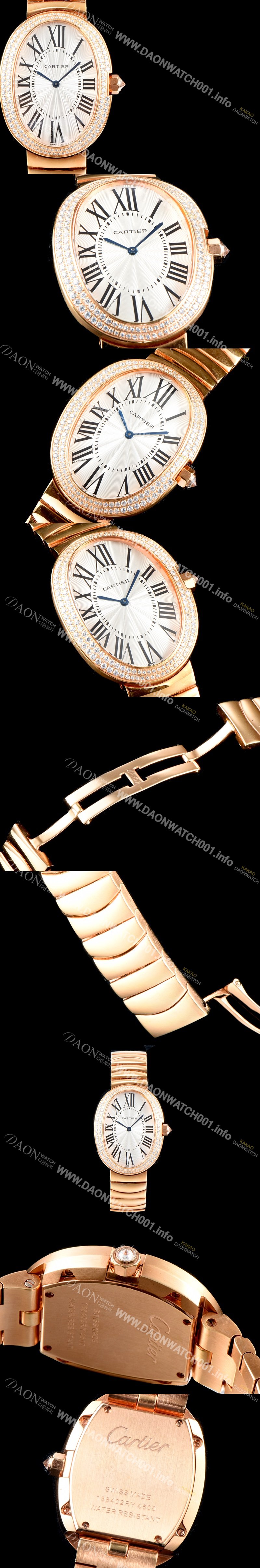 SA급 까르띠에 여성용 베누아 워치 WB520002 라지 모델 18K 로즈골드 1:1 수공 맞물림형식 최상급 쥬얼셋팅 화이트 다이얼 스위스 쿼츠 무브먼트 CAR0053 xx